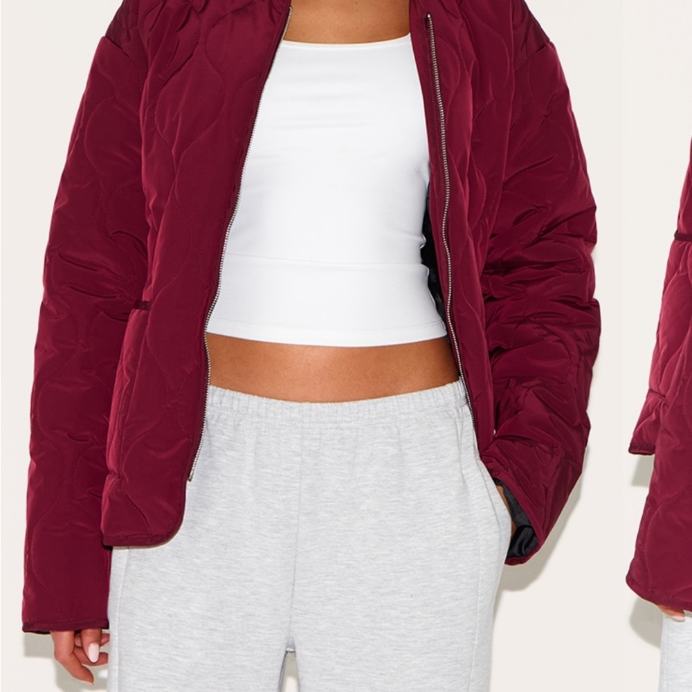 PrettyLittleThing Deep Red Quilted Jacket - Picture 4 of 6